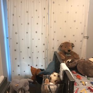 Silver star print curtains